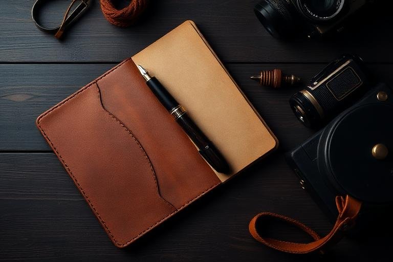 Notebook and investigation tools on a desk