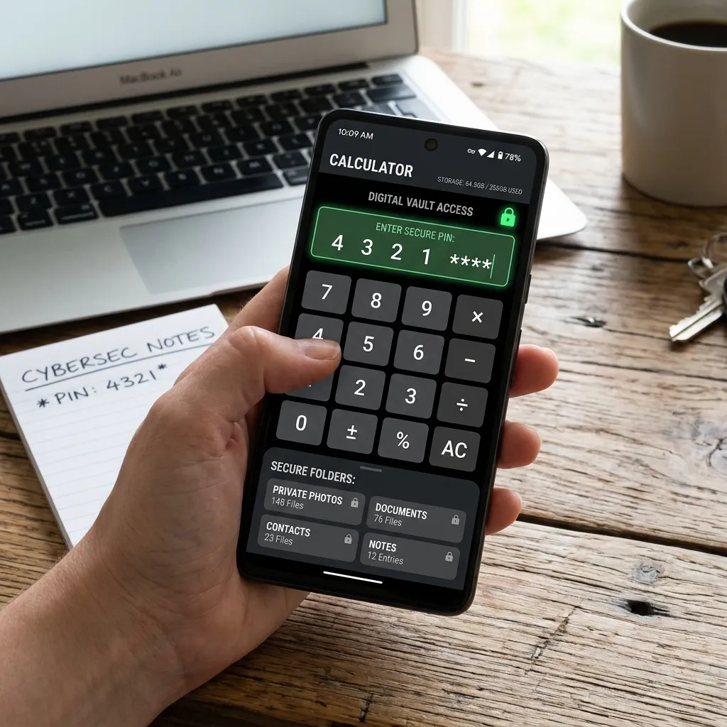 what does a fake calculator app look like revealed by high storage usage on a smartphone