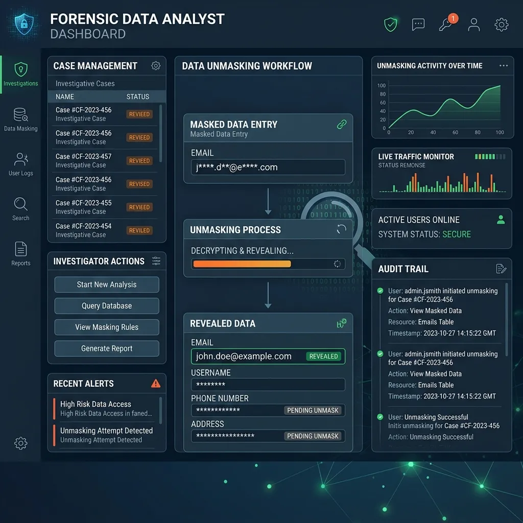 how to find out who is behind a fake instagram harassment account illustrated by a data unmasking visualization.